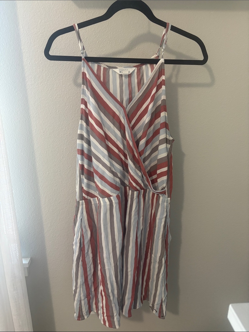 Market & Spruce Striped Spaghetti‑Strap Mini Dress in Red, Blue & White